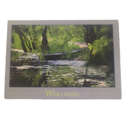 #ad Postcard Baraboo Wisconsin Canoe Boat Water Lake Stream River WI Unposted 12244 $2.75