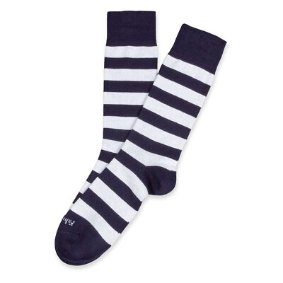 #ad Men#x27;s Fahrenheit Navy amp; Lt Grey Rugby Stripe Sock Cotton Blend Made in Italy $14.95