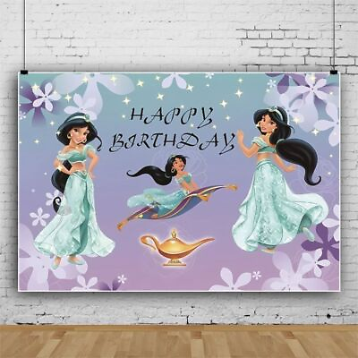 #ad Girl Jasmine Princess Birthday Photo Backdrop Party Baby Shower Background $13.59