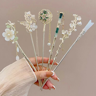 #ad Classic Chinese Hair Stick Pins Butterfly Flower Handmade Hairpins Charm Jewelry $7.66
