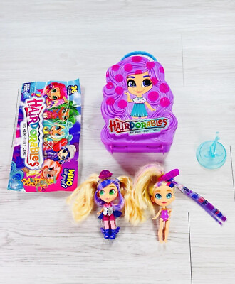 #ad Hairdorables Bella Doll Lot Purple Case amp; Accessories Hat Hair Clip Stand Poster $7.96