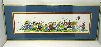 #ad Judy Hagstrom gnomes elves small animals original watercolor signed framed 11x29 $106.24