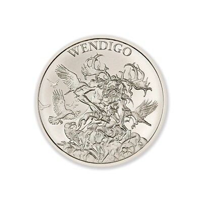 #ad Wendigo 1 oz .999 Fine Silver Round BU Intaglio Cryptozoology Series IN STOCK $42.95
