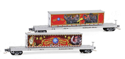 #ad Z SCALE Ringling Bros amp; Barnum amp; Bailey 2 Flat Cars w Containers MTL 524 00 130 $68.25