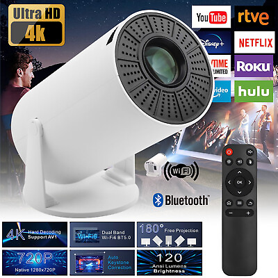 #ad 4K Mini Projector 10000 Lumen LED 1080P WiFi Bluetooth UHD Portable Home Theater $74.99