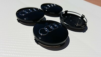 #ad Set of 4 Black Audi Wheel Center Cap Chrome Logo 60 MM A3A4A6A8TTQ7 $24.80
