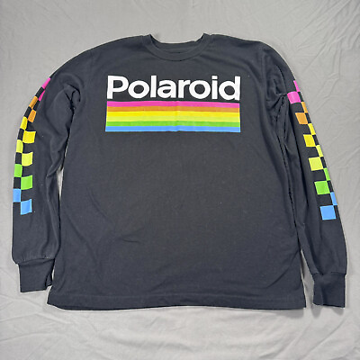#ad Polaroid Official Brand Long Sleeve Graphic Shirt Black M $5.49