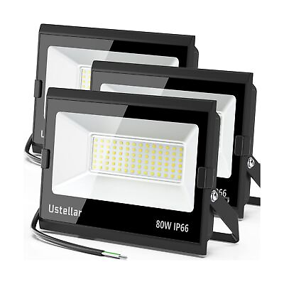 #ad USTELLAR 3 Pack 80W Led Flood Lights Outdoor Bright 24000LM Security Lights O... $122.02