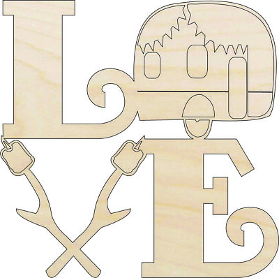 #ad Love Camping Laser Cut Out Unfinished Wood Craft Shape TRP63 $55.88