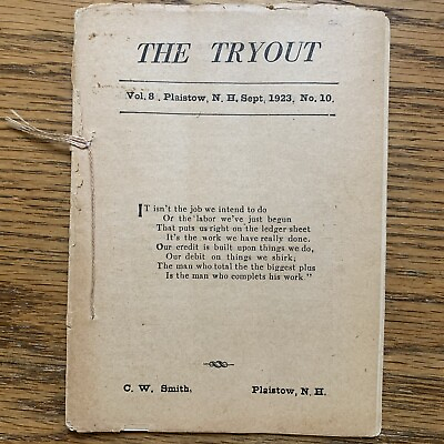 #ad H P Lovecraft: The Tryout Sept 1923 “Upon His Coming Of Age” As L.Theobold Jun $350.00