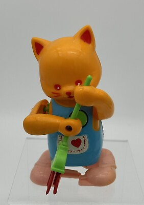 #ad Vintage Orange Robot Wind Up Cat Sweeping Toy $9.00