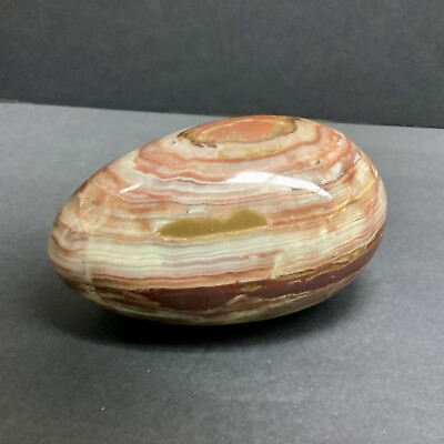 #ad Banded LG Heavy Onyx Egg Stone Polished Carved Stone Quartz Family Multicolor ￼￼ $115.00
