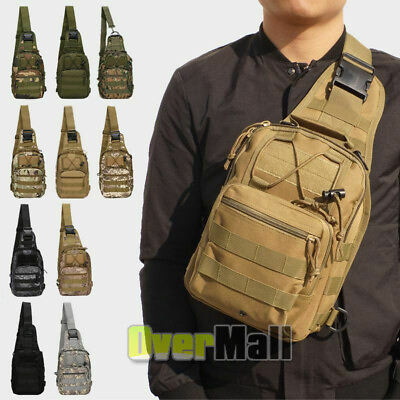 #ad Tactical Molle Sling Chest Bag Backpack Assault Outdoor Shoulder Messenger Pack $16.99