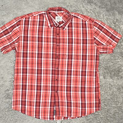#ad Ecko Unlimited Men#x27;s Adult Sz 2XL Button Shirt Short Sleeve Plaid Red Rhino Clas $16.15