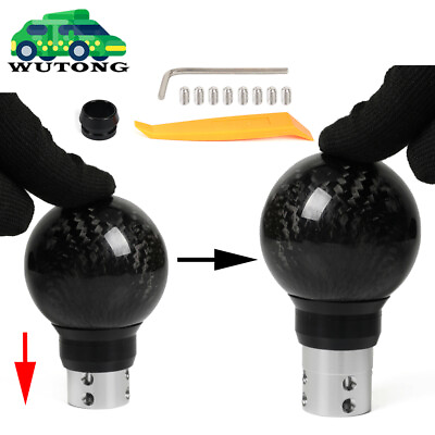 #ad Carbon Fiber Automatic AT MT Car Gear Shift Knob Shifter Push Button Press Style $26.99