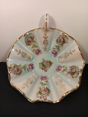 #ad Antique Porcelain Matte Glaze W Gold Gilde Scallop Nappy Dish.# 6936 $8.99