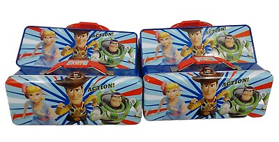 #ad Disney Pixar Toy Story Kids Party Favor Tool Tin School Pencil Case 4 Pack NWT $21.99