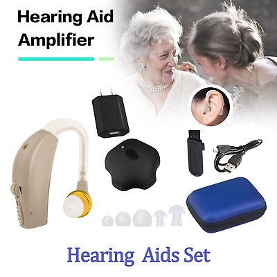 #ad High Power Digital Hearing Aid BTE Severe Loss Rechargeable Invisible Ear Aids $15.99