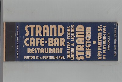 #ad 1930s Matchbook Cover Federal Match Co Strand Cafeteria Brooklyn NY $6.95