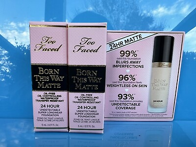 #ad 2 x TOO FACED Born This Way Matte Foundation Snow 5ml .17 oz New in box $12.99