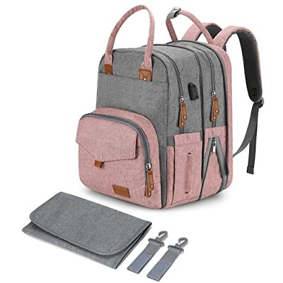 #ad Extra Large Diaper Bag for 2 Kids 35L Twin Diaper Bag w Multi Pink Grey $73.40
