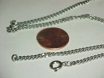 #ad 3 PIECES VINTAGE STAINLESS STEEL SILVER CURB CHAIN 18 INCH NECKLACES L388 $3.74