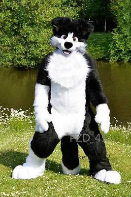 #ad Long Fur Husky Dog Fox Wolf Mascot Costume Fursuit Halloween Suit Cosplay $237.36