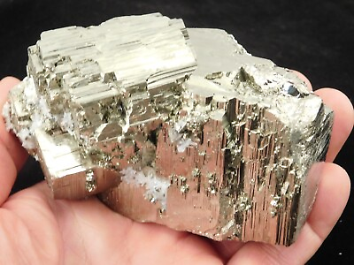 #ad Big Stepped PYRITE Crystal CUBE Cluster with Druzy Quartz Crystals Peru 904gr $59.99