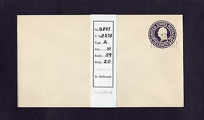 #ad 1920 #U458 2c Dark Violet On White Entire Envelope UPSS# 2847 20 Size 10 Mint $1.25