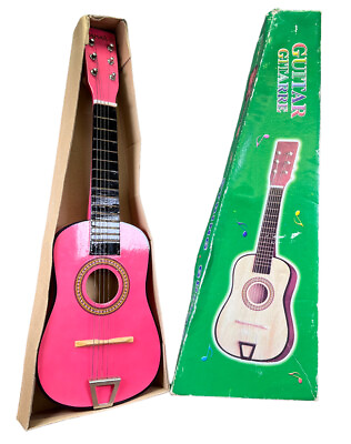 #ad 23” Mini Acoustic Guitar Wood Beginner Pink Toy Guitarra Kids Gift Instrument $25.50