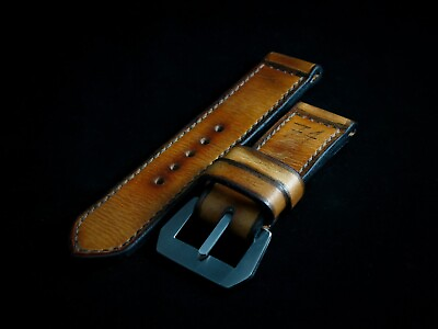 #ad Handmade quot;Legend 74quot; tan leather watch strap VDB Panerai GPF 282726 2422mm $100.00