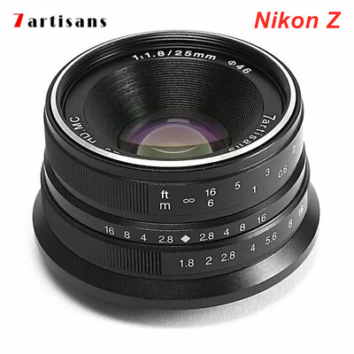 #ad 7artisans 25mm F1.8 APS C Wide Angle Manual Prime Lens For Nikon Z mount Cameras $59.00