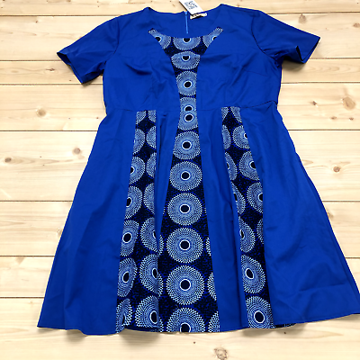 #ad NEW Afripride Blue Solid Pattern X Line Private Custom Dress Womens Size 4XL $20.00