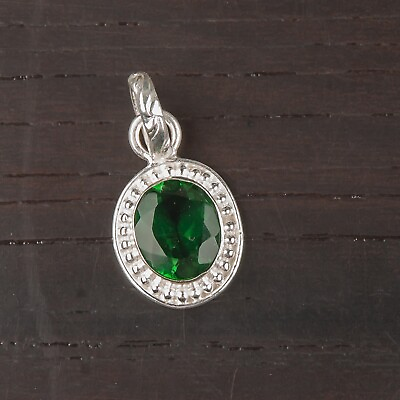 #ad Natural Green Emerald Gemstone Jewelry 925 Sterling Silver Pendant For Girls $13.95