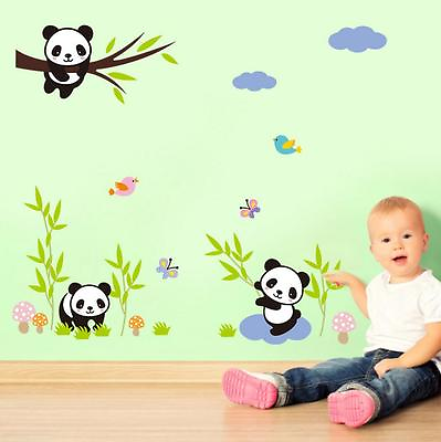 #ad NEW Panda Bamboo flower Pattern Removable Wall Sticker Decal Kids Home Decor USA $7.86