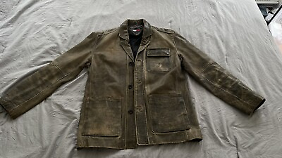 #ad Vintage leather Tommy Hilfiger faded jacket $150.00