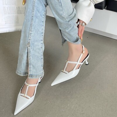 #ad Womens Spring Summer Kitten Heel Pointed Toe Pumps Sexy Slingback Sandals Shoes $46.73