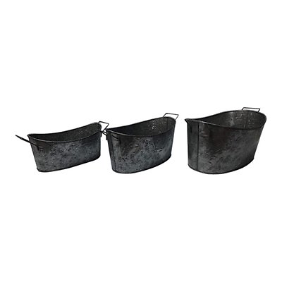 #ad Pack of 3 Trendy style Metal Buckets Galvanised Planter $50.00