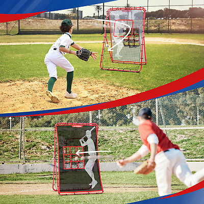 #ad 2 in 1 Baseball Rebounder Net amp; Pitching Net Adjustable Baseball Bounce Back Net $107.36