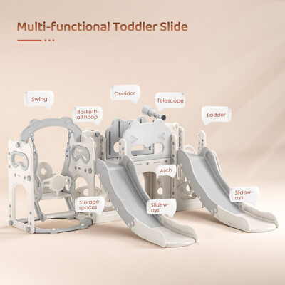 #ad Toddler Slide Freestanding Playground Set Kids 8 in1 Climber Telescope Tunnel $299.99