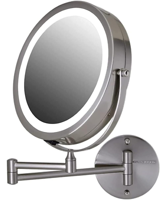 #ad Ovente 8.6quot; Lighted Wall Mount Makeup Mirror 1X amp; 10X Magnifier Adjustable... $32.85
