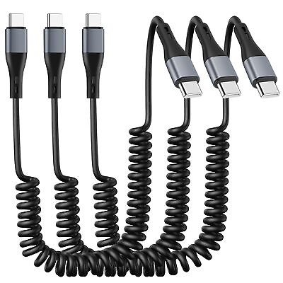 #ad Coiled USB C to USB C Cable 3 Pack 6FT Car Charger Cord for iPhone 15 Pro Ma... $23.31