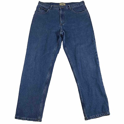 #ad LL Bean Jeans Mens 35x30 Blue Denim Natural Fit Workwear Outdoor Straight Leg $24.99
