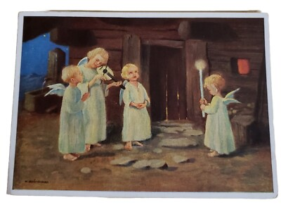 #ad Vintage USED M. Schönermark: Engelsständchen 4319 Christmas Postcard Child Angel $8.58