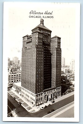 #ad Chicago Illinois IL Postcard RPPC Photo Allerton Hotel Building 1949 Vintage $29.95