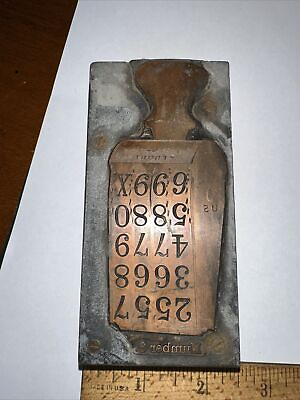 #ad Print Block “ Antique Hand Stamp “ Copper Face Nice Details #2 $24.00