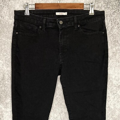 #ad Levi#x27;s 711 womens skinny jeans size 32 stretch mid rise solid black denim $16.09