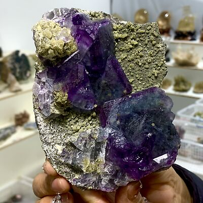 #ad 1.27LB Natural purple cubic fluorite mineral crystal sample China $314.30