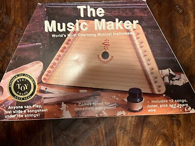 #ad Vtg THE MUSIC MAKER Wooden Musical Instrument Harp Only One Pick Used In Box $23.00