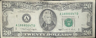 #ad 20 Dollar Bill Vintage Series 1990 $200.00